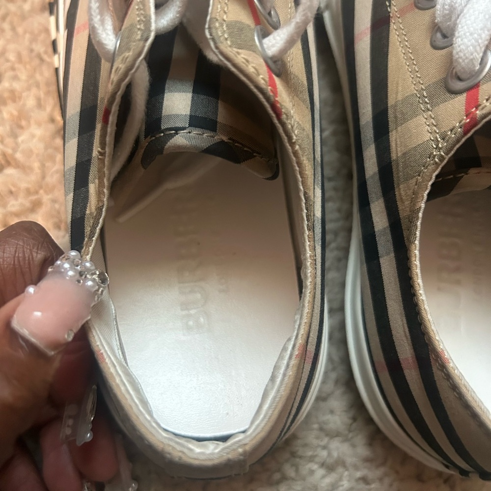 Burberry Beige and Black Check Sneakers - Picture 4 of 5